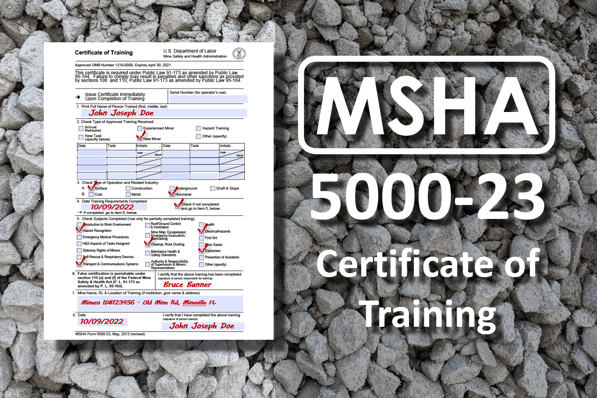 How To Fill Out An Msha 5000 23 Certificate Of Training Msha