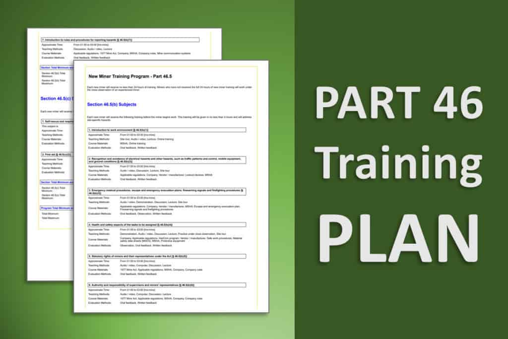 msha approved part 46 training plan