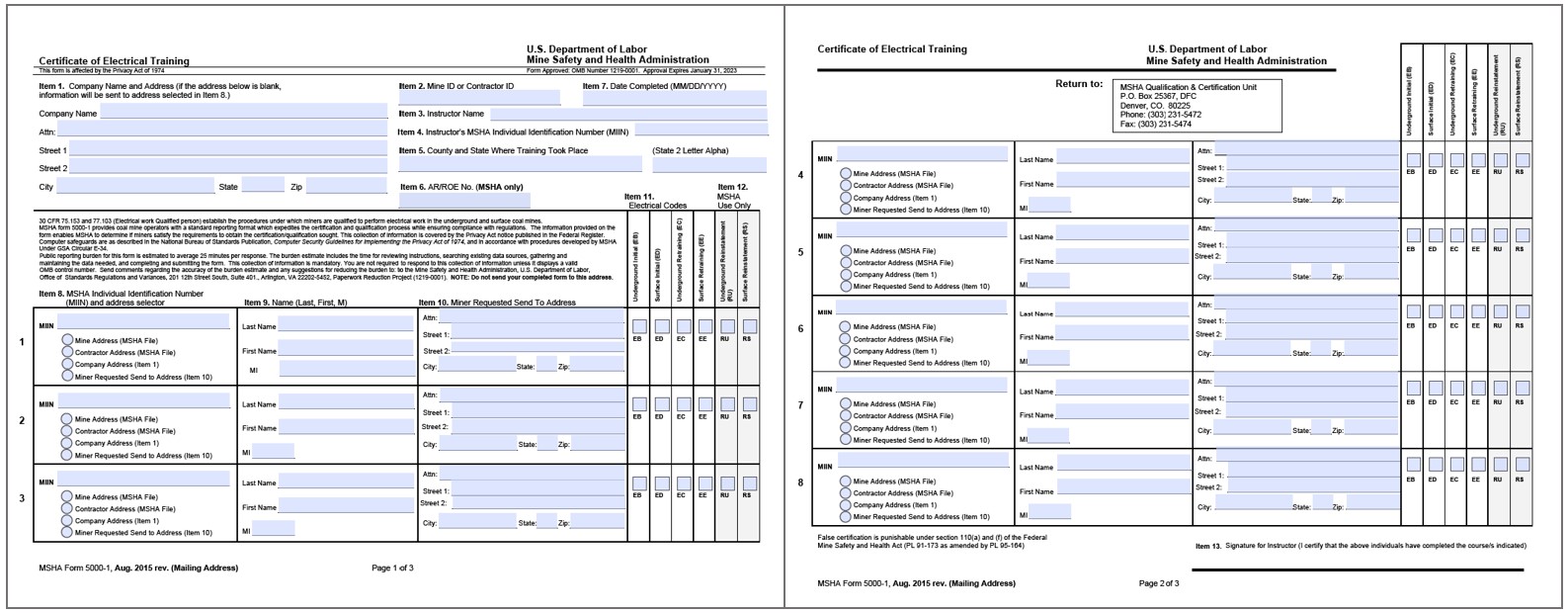 Form50001ElectricalNoiseTraining MSHA University